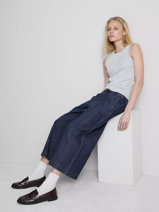 Culotte-Jeans met wijde pijpen