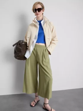 Culottebroek met middelhoge taille en wijde pijpen
