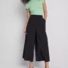 Culottebroek met middelhoge taille en wijde pijpen