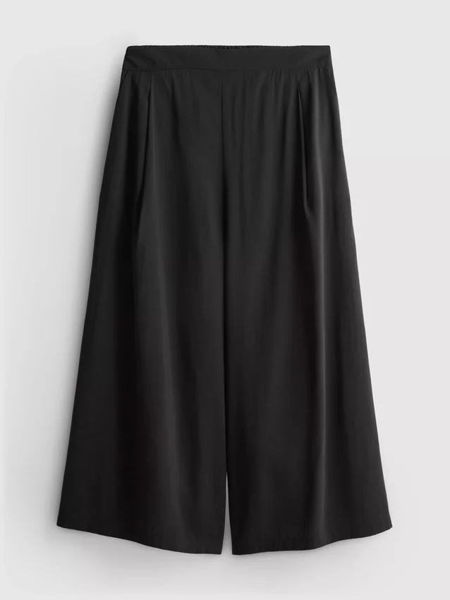 Culottebroek met middelhoge taille en wijde pijpen
