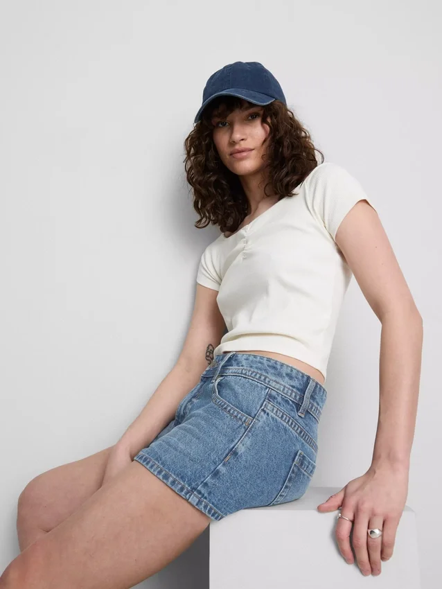 De Primark-scène | katoenen denim micro-Shorts