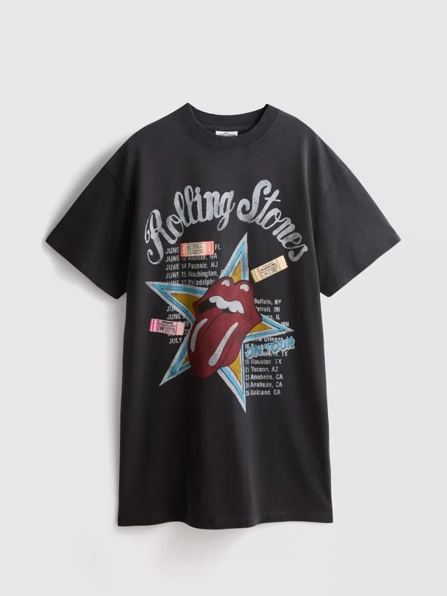 De T-shirtjurk met Rolling Stones-print