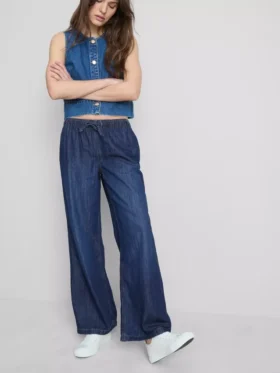 Denim joggingbroek met rechte pijpen