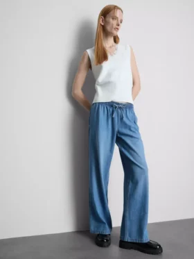 Denim joggingbroek met rechte pijpen