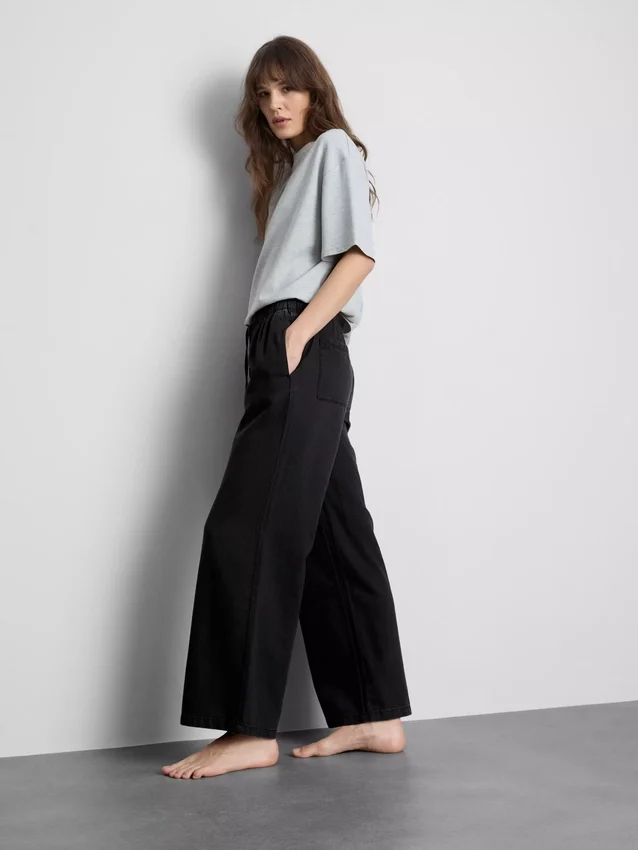 Denim joggingbroek met rechte pijpen
