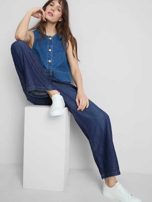 Denim joggingbroek met rechte pijpen