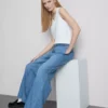 Denim joggingbroek met rechte pijpen