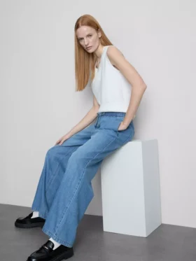 Denim joggingbroek met rechte pijpen