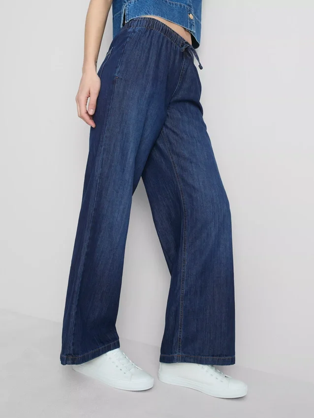 Denim joggingbroek met rechte pijpen