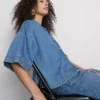Denim shirt met korte mouwen