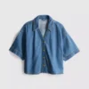 Denim shirt met korte mouwen