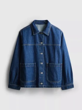 Denimjasje met katoenen opgestikte zak