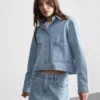 Denimjasje met katoenen opgestikte zak