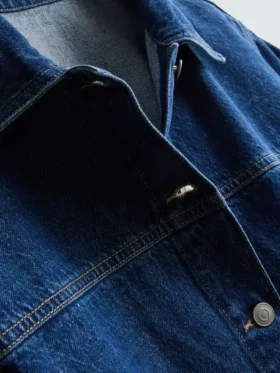 Denimjasje met katoenen opgestikte zak