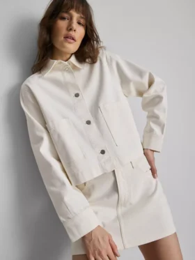 Denimjasje met katoenen opgestikte zak
