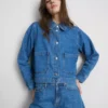 Denimjasje met katoenen opgestikte zak
