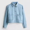Denimjasje met katoenen opgestikte zak