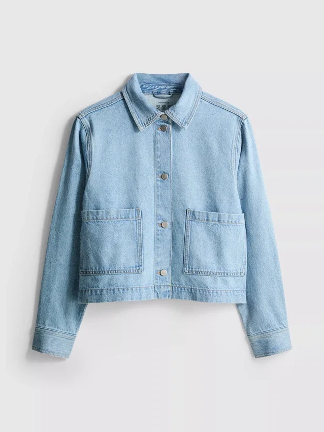 Denimjasje met katoenen opgestikte zak