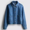 Denimjasje met katoenen opgestikte zak