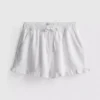 Denimshort met ruches aan de zoom