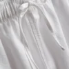 Denimshort met ruches aan de zoom