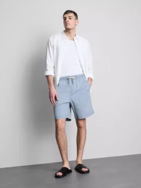 Denimshort met trekkoord en structuur