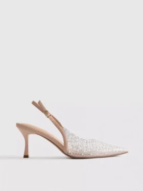 Diamanta slingback-hakken met imitatieparels