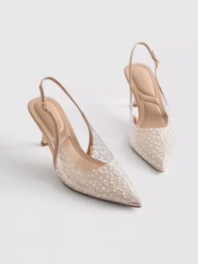 Diamanta slingback-hakken met imitatieparels