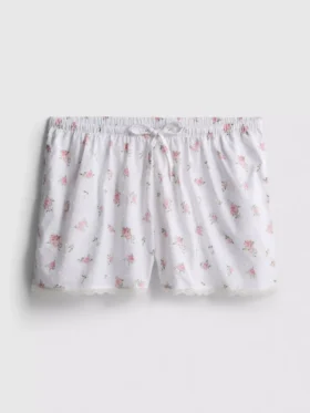 Dobby katoenen pyjama-short met bloemenprint