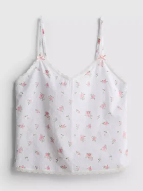 Dobby katoenen pyjama-topje met bloemenprint