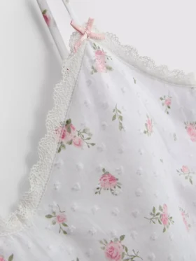 Dobby katoenen pyjama-topje met bloemenprint