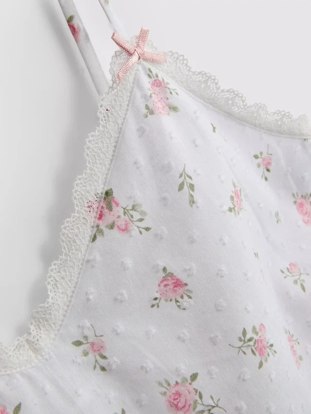 Dobby katoenen pyjama-topje met bloemenprint