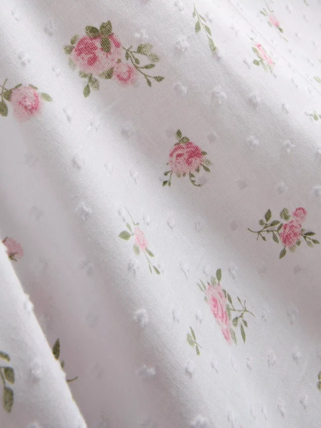 Dobby katoenen pyjama-topje met bloemenprint