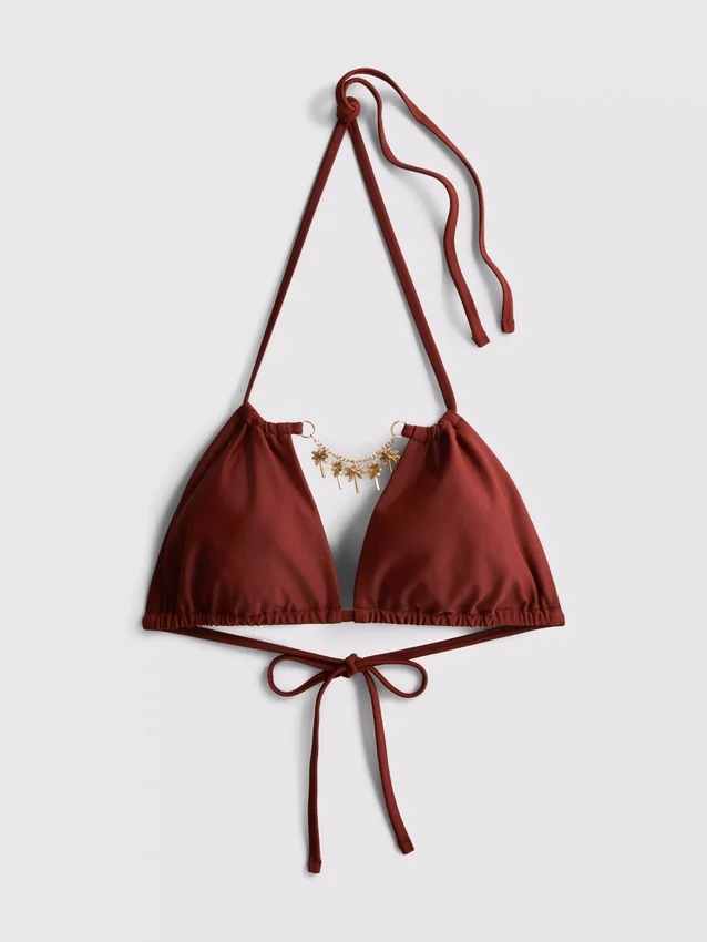 Driehoekige bikinitop met kettingdetail