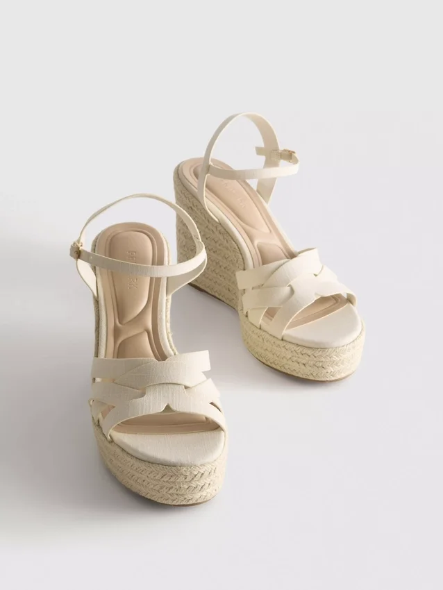 Espadrille-sandalen met sleehak