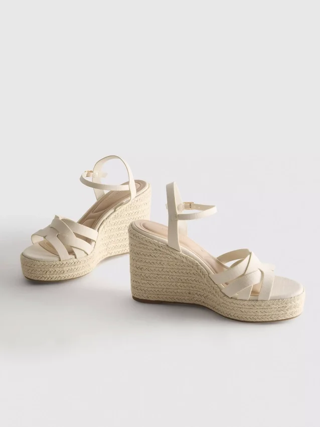 Espadrille-sandalen met sleehak