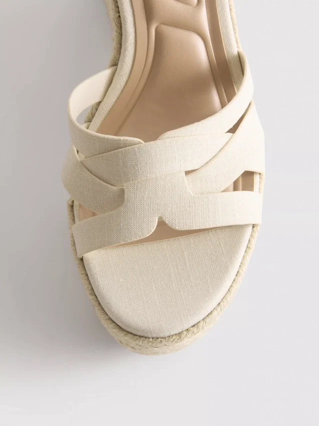 Espadrille-sandalen met sleehak
