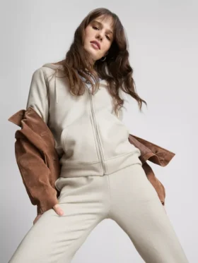 Essential hoodie met doorlopende rits