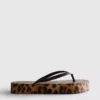 Flatform-teenslippers met luipaardprint