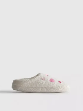 Fleece-pantoffels met hartmotief