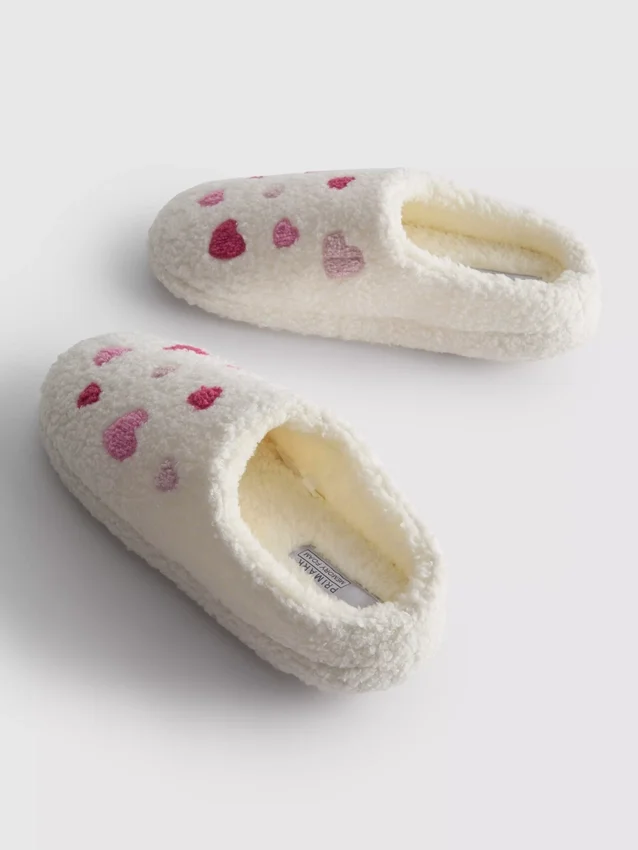 Fleece-pantoffels met hartmotief