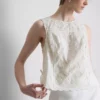 Geborduurde bloemen-tanktop met strik