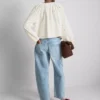 Geborduurde blouse met ballonmouwen