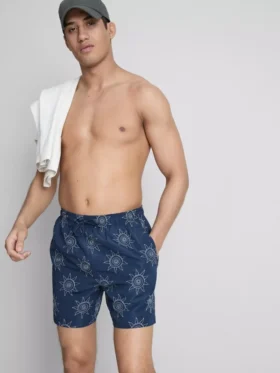 Geborduurde zwemshort met zonmotief