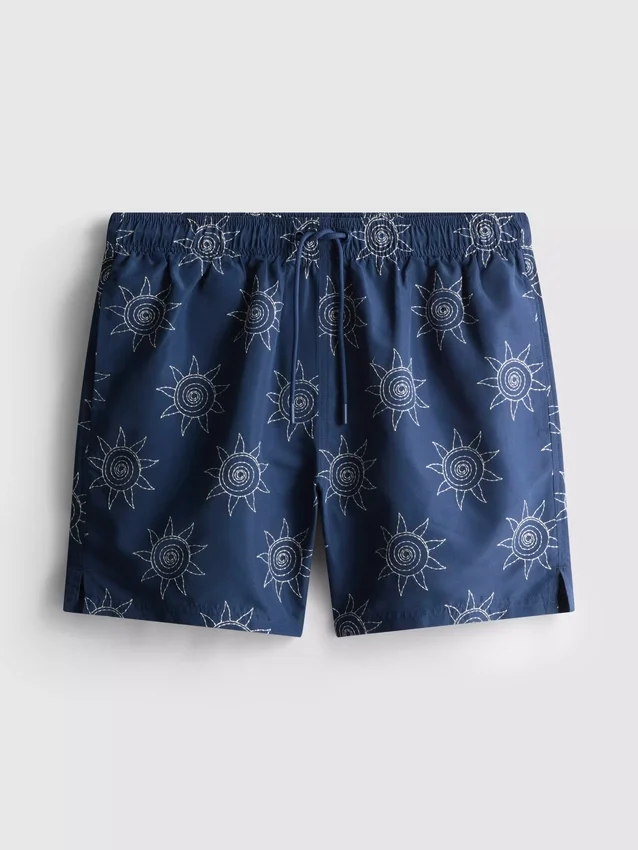 Geborduurde zwemshort met zonmotief