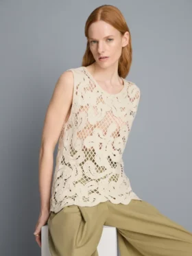 Gebreide asymmetrische gehaakte tanktop