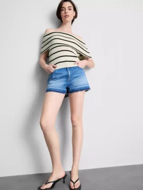 Gebreide off-the-shoulder trui