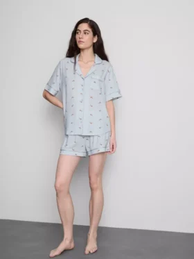 Gedrukte korte boyfriend-pyjama's