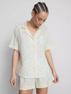 Gedrukte korte boyfriend-pyjama’s