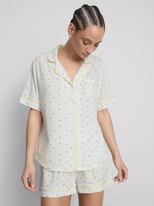 Gedrukte korte boyfriend-pyjama's